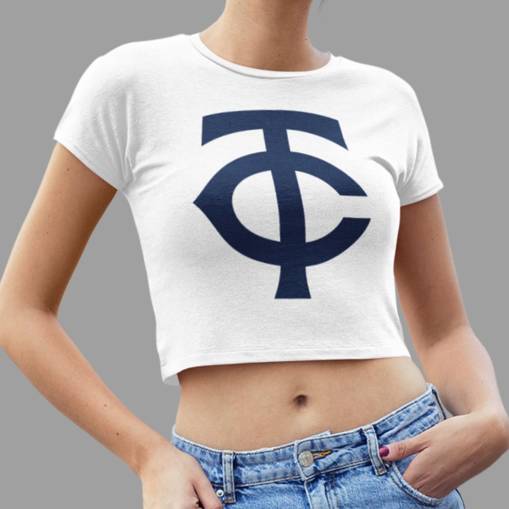 NEW Minnesota Twins TC Team Color Pop Form Fit Crop Top Shirt WHITE